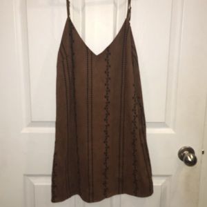 Brown Suede Cami Shift Dress